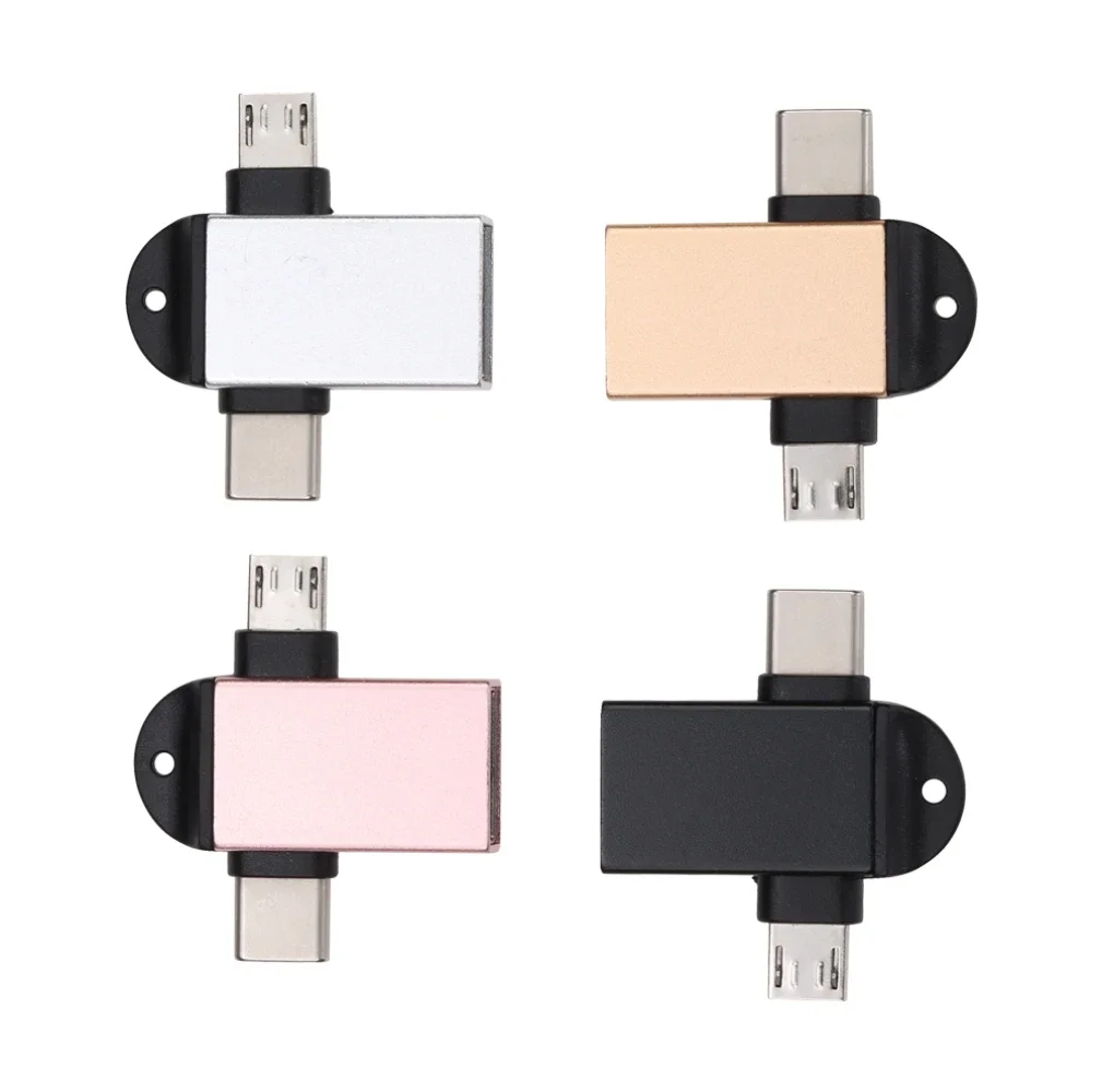 

300pcs 2 in 1 Micro USB Type-C OTG Adapter Convertor for Android Phone U Disk Hard Disk OTG Connector Data Transmit Converters