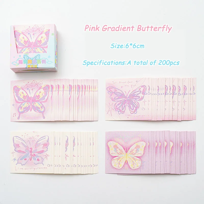 Caja de papel con gradiente de mariposa estilo Ins, material de cuenta manual creativo para estudiantes de origami, corazón para niña