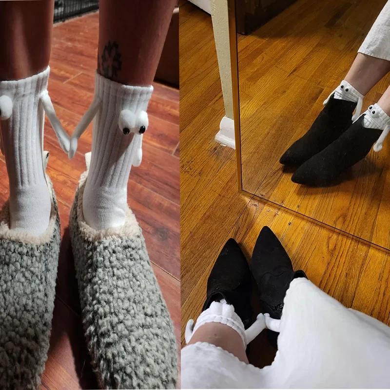 1/2 Paar lustige magnetische Paarsocken – Hand-in-Hand-Design, einfarbige Cartoon-Socken für Erwachsene, Urlaubsparty-Geschenke – Detail 8
