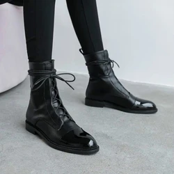 Boots Women's 2023 New Autumn Shoes Single Boots British Style Mid Barrel Slim Boots Children's Black Motorcycle Boots