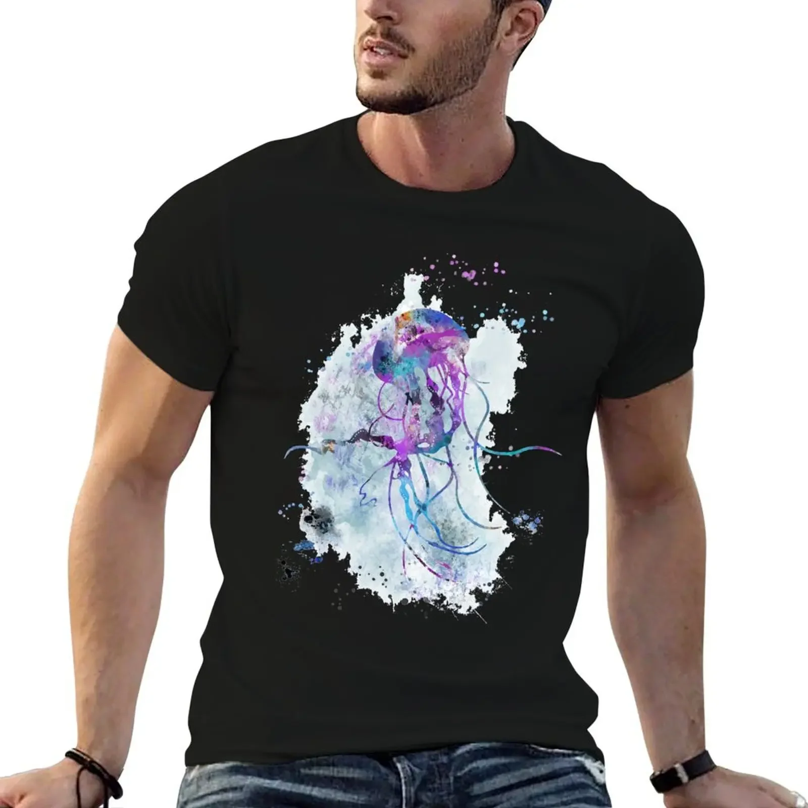 

Jellyfish, Jellyfish art, watercolor Jellyfish T-Shirt customs men clothing