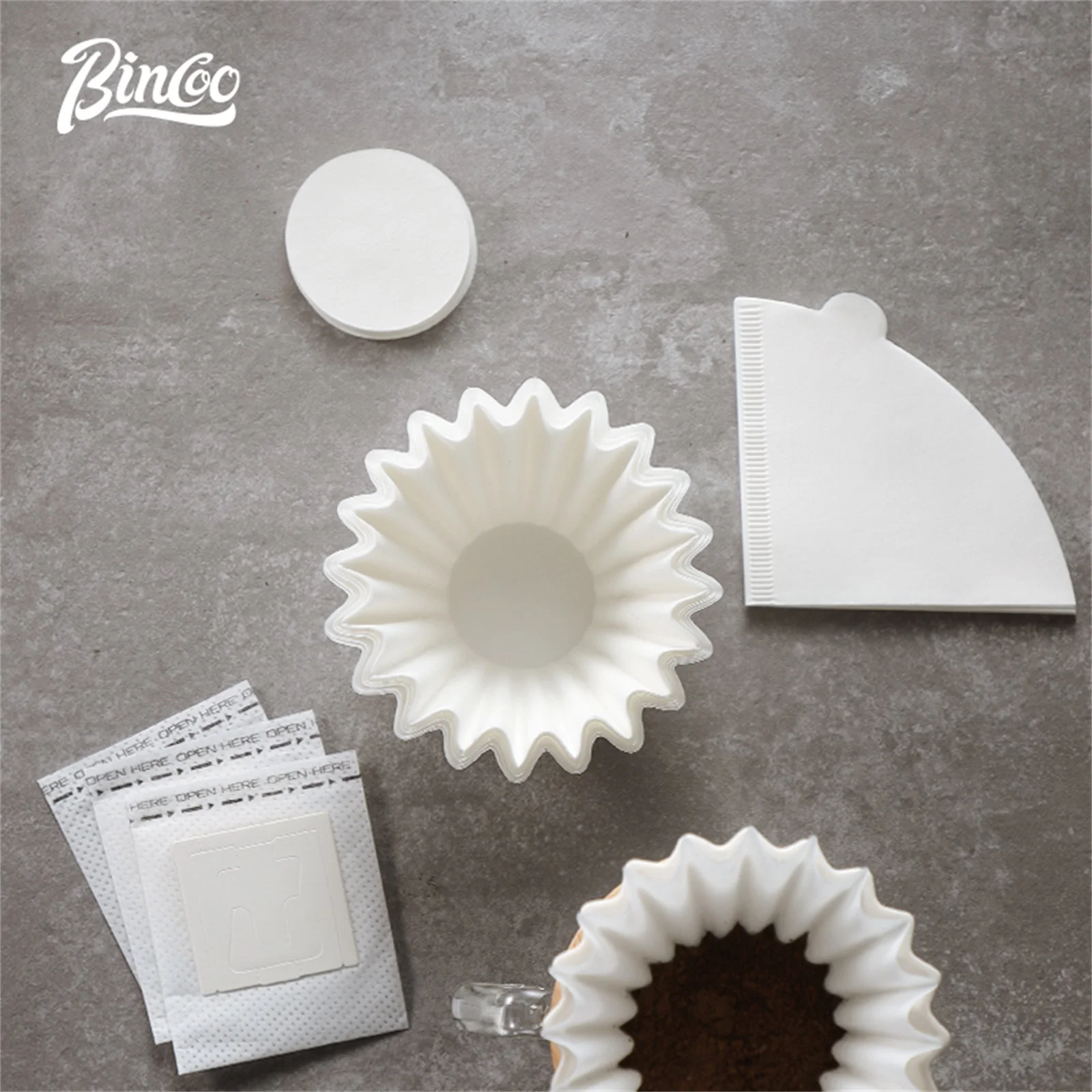 Bincoo Complete Pour Over Filter Collection - Round, Cone, Basket Styles in Multiple Sizes, Full Model Selection