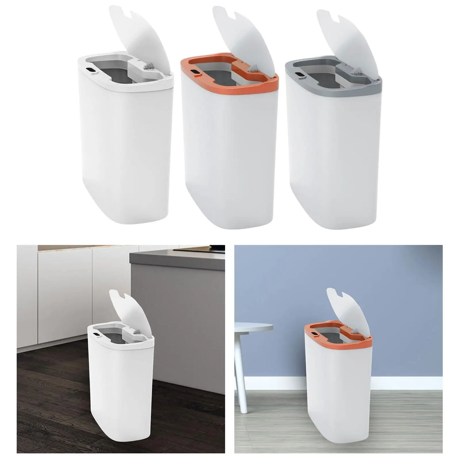 Smart Induction Trash Bin 14L Garbage Waste Bin Touchless Rechargable Sensor Trash Can for Office Living Room Laundry Bathroom