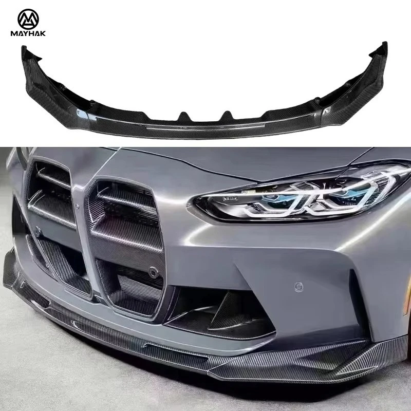 Real Carbon Fiber V Style Front Splitter Front Lips for  G80 M3 G82 M4 Modified Front Bumper Lip Spoiler Conversion Body Kit