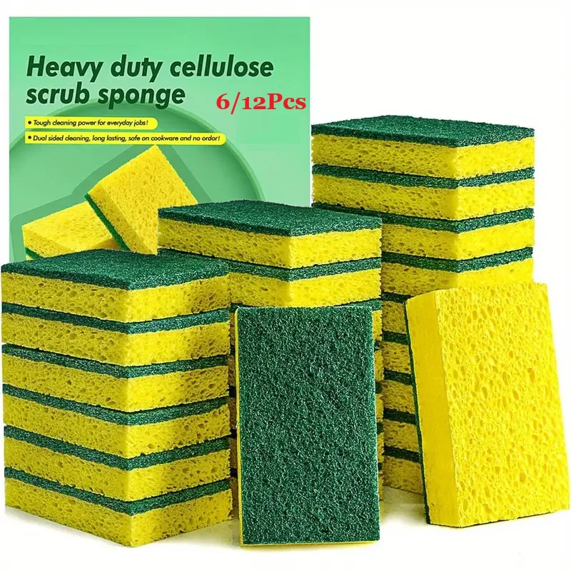 

5/12Pcs Multi- Purpose Sponge Pads Heavy Duty Scrub Sponges Effective Clean The Surface Stains Can Be Used to Clean Kitchen