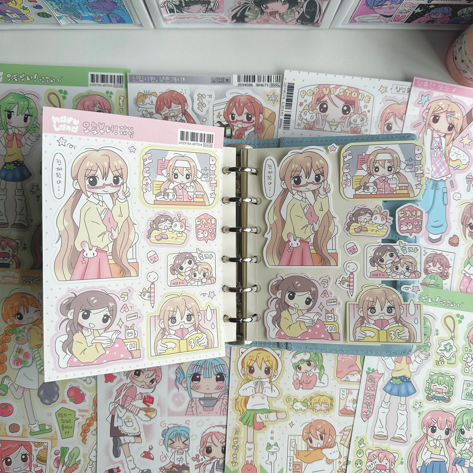 1/8PCS Korean Cute Cartoon Girl Character Stickers Hand Account Diary Scrapbook DIY Decorative Cartoon Waterproof Stickers
