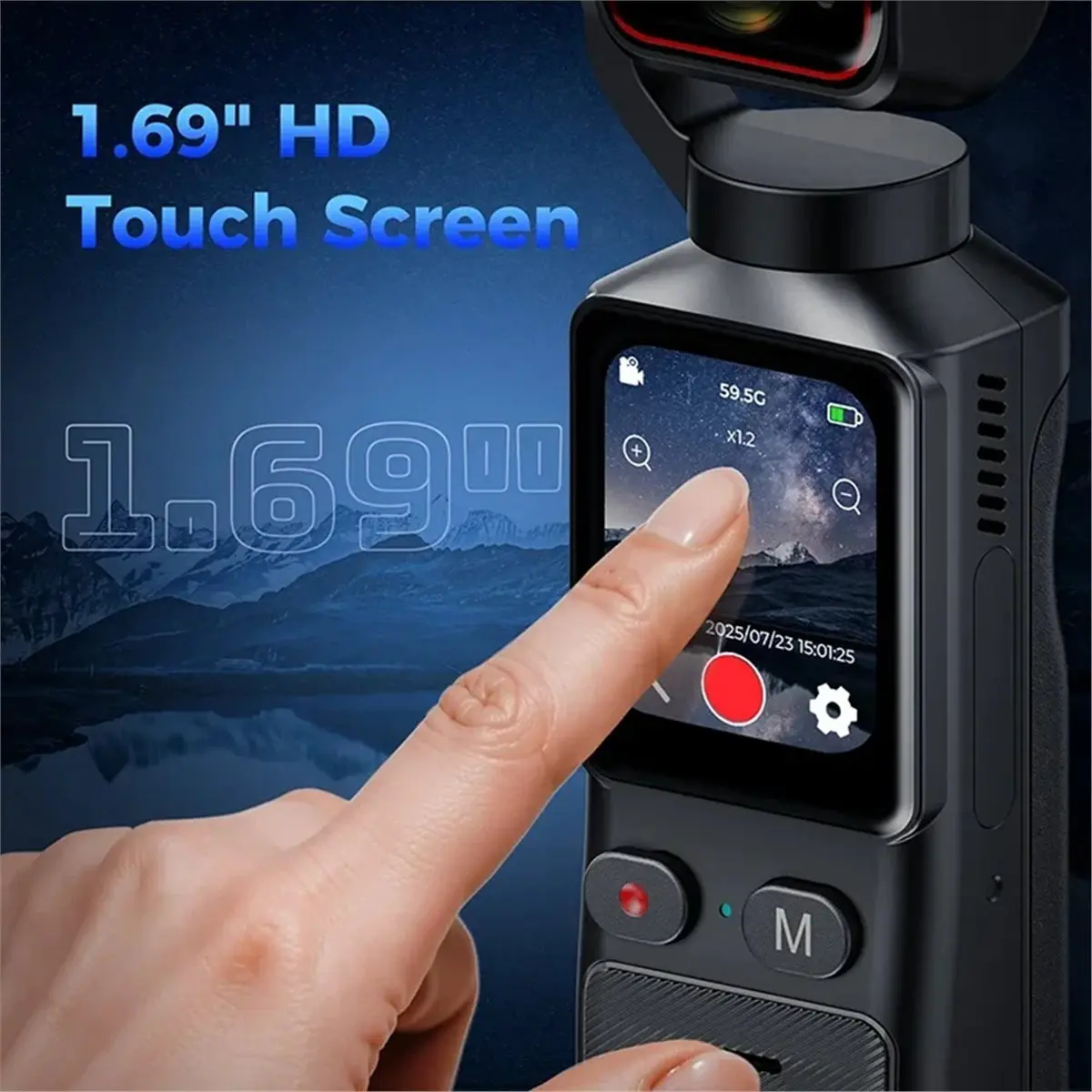 DT81 4K Pocket Action Camera Touch Screen Portable Vlog Camera with Handheld Gimbal Stabilizer Body Camera Video Recorder
