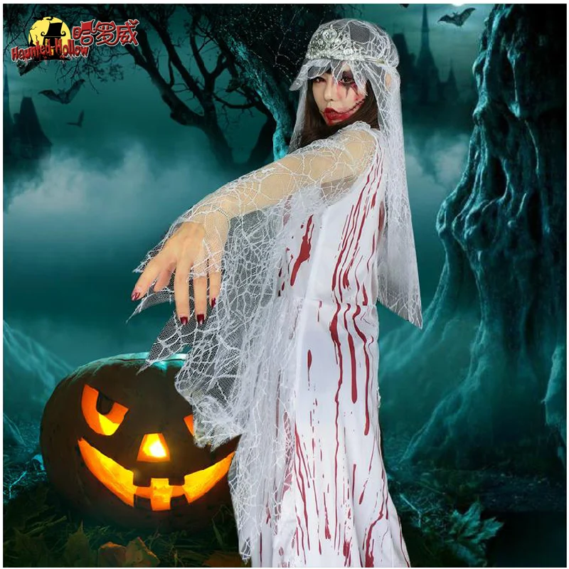 

Костюм на Хэллоуин для взрослых, женский ролевой костюм для косплея, сексуальный тонкий призрак невесты Dr, сценический костюм из полиэстера