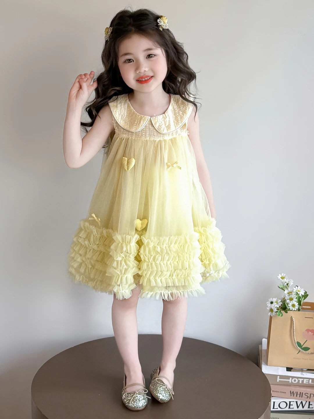 Vestido de Verão Estilo Princesa para Meninas, Saia de Tule, Roupa Infantil da Moda, Nova Chegada 2026, Vestido Elegante de Princesa
