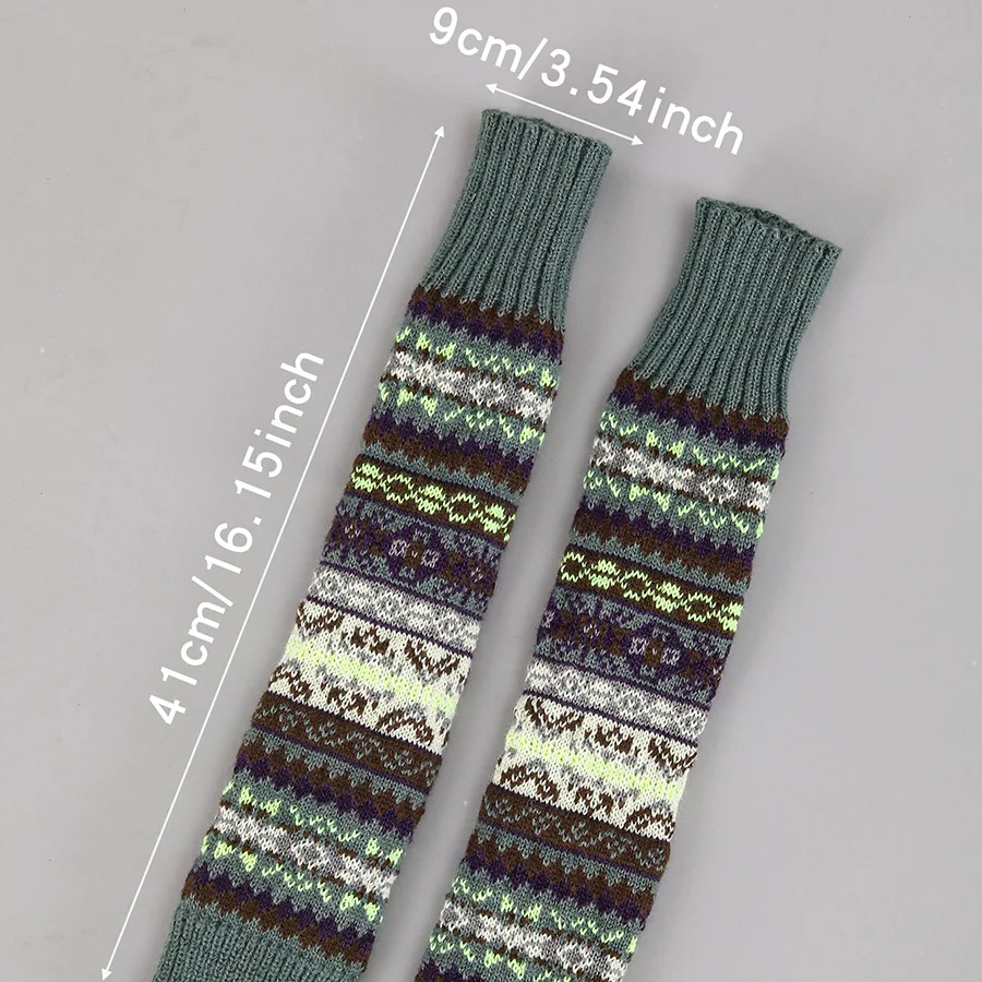 محبوك طويلة الأكمام أصابع قفازات المعصم الذراع أدفأ للنساء الرجعية المطبوعة الهيب هوب محبوك أكمام أذرع تبريد الشتاء الذراع أدفأ