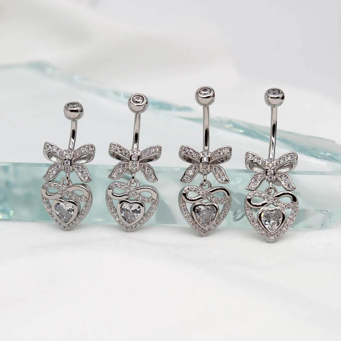 

Piercing Belly Button Piercing Body Jewelry Bow Love 925 Sterling Summer Woman Accesories Belly Ring 6 8 10 12MM Piercing