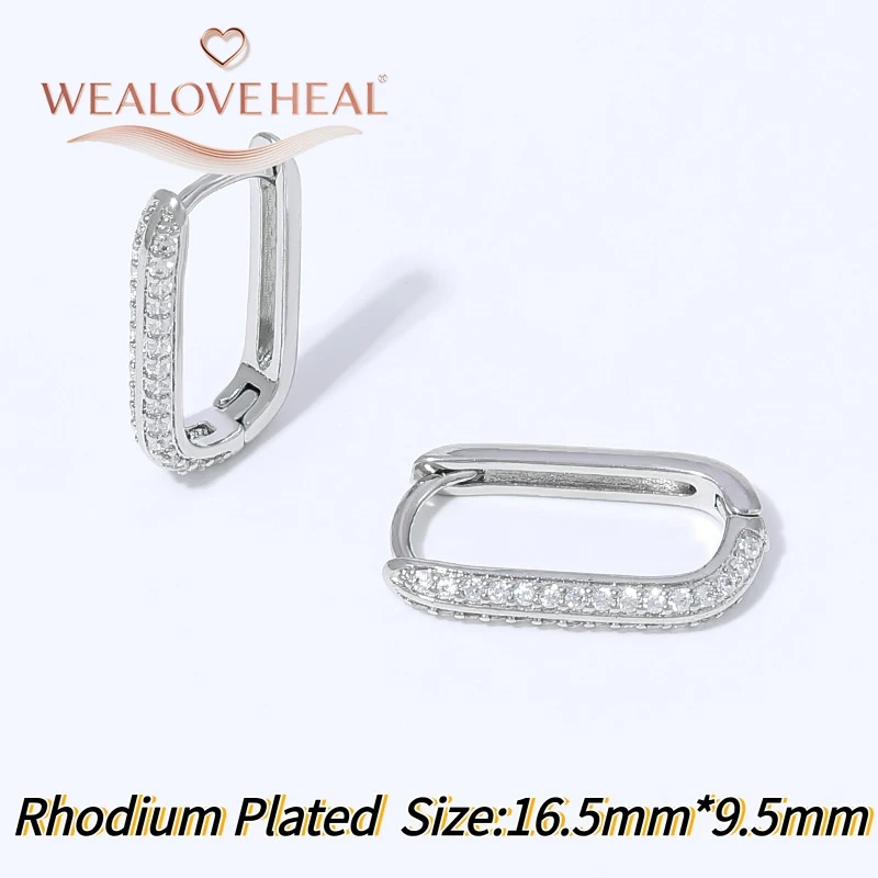 ohrringe damen,ohrringe,Trendige rechteckige Mikro-Zirkonia-Huggie-Ohrringe, 18K vergoldetes Messing, geometrische Creolen, Piercing-Schmuck, Damengeschenk – Detail 22