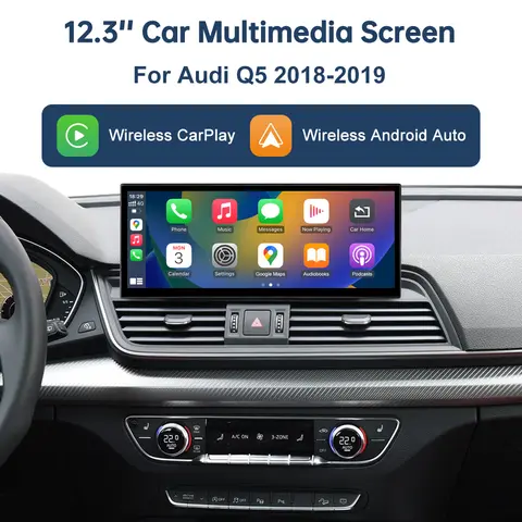 Écran tactile multimédia 12,3 pouces pour Audi Q5 MIB 2018-2019, fonction Airplay Miracast, Carplay sans fil, Android Auto