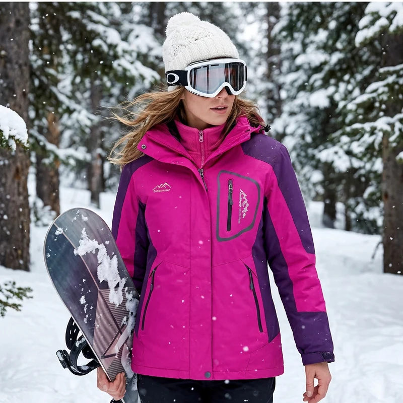 

Women's 3 in 1 Ski Jackets Warm Waterproof Snow Clothing Female Outdoor Snowboard Jacket Trekking Camping Hiking Jackets