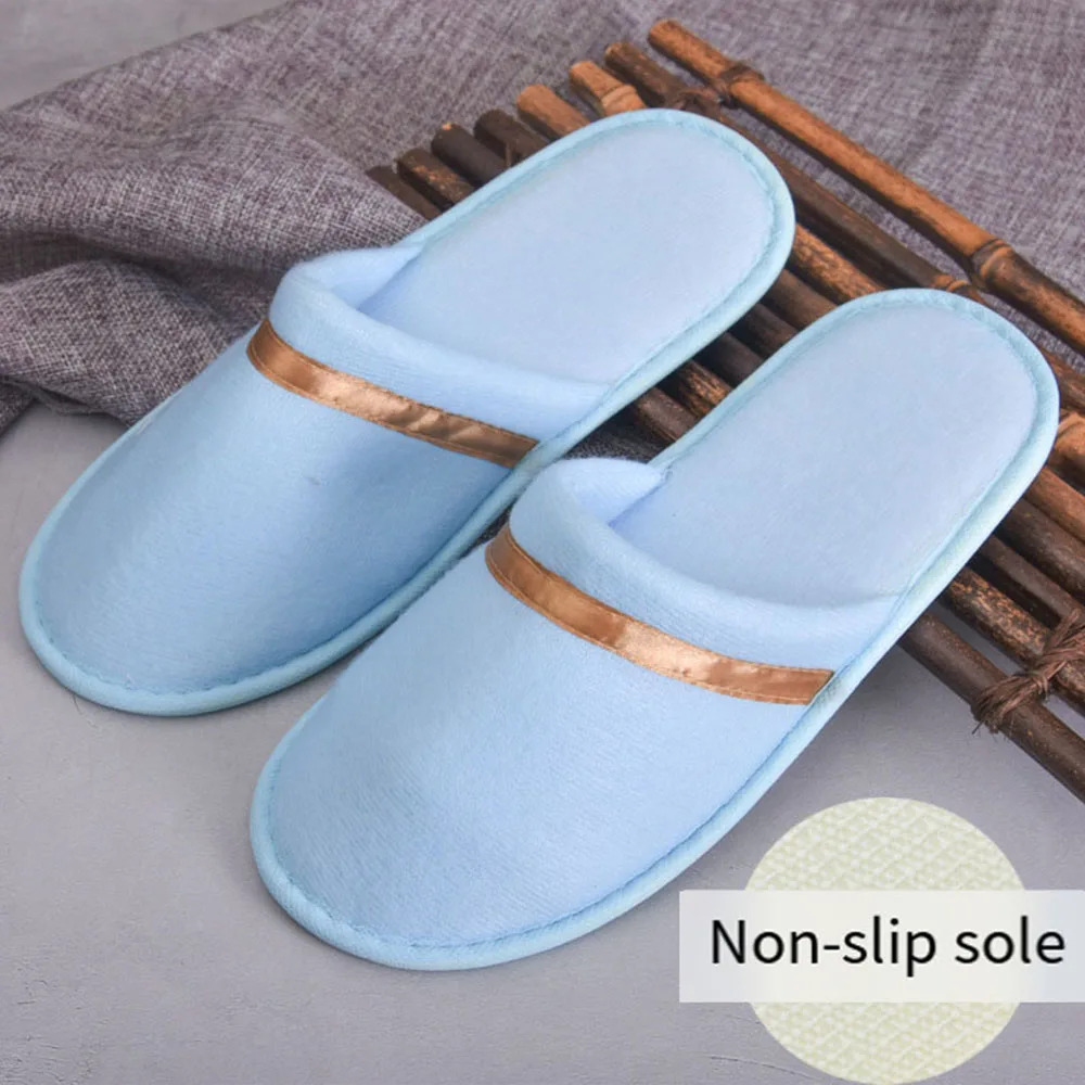 Soft Coral Fleece Disposable Slippers Men Women Travel Hotel Slipper Winter Warm Indoor Home Slippers Guest Use Non-Slip