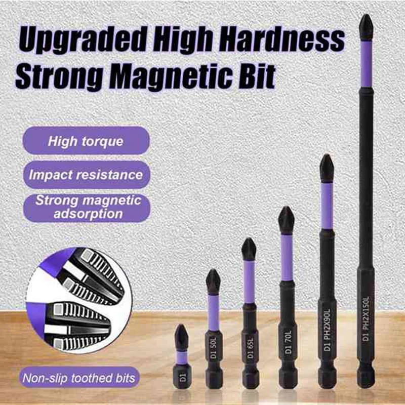 Magnetic Screwdriver Bit Set Kit 12Pcs Magnetic Bits Drill Bits, D1 Alloy Steel Impact Resistance And Non-Slip Toothed Bits Kit