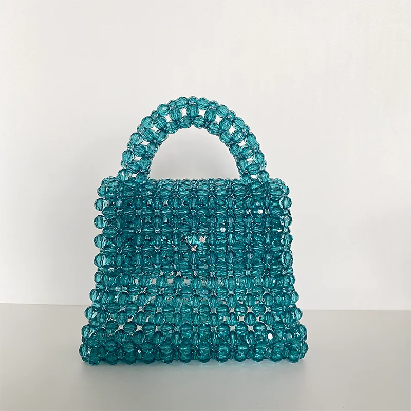 

Customized Green Beaded Bag Women Hand-woven Celebrity Top-handle Purses and Handbags Unique Design Ladies Party Evening Gift