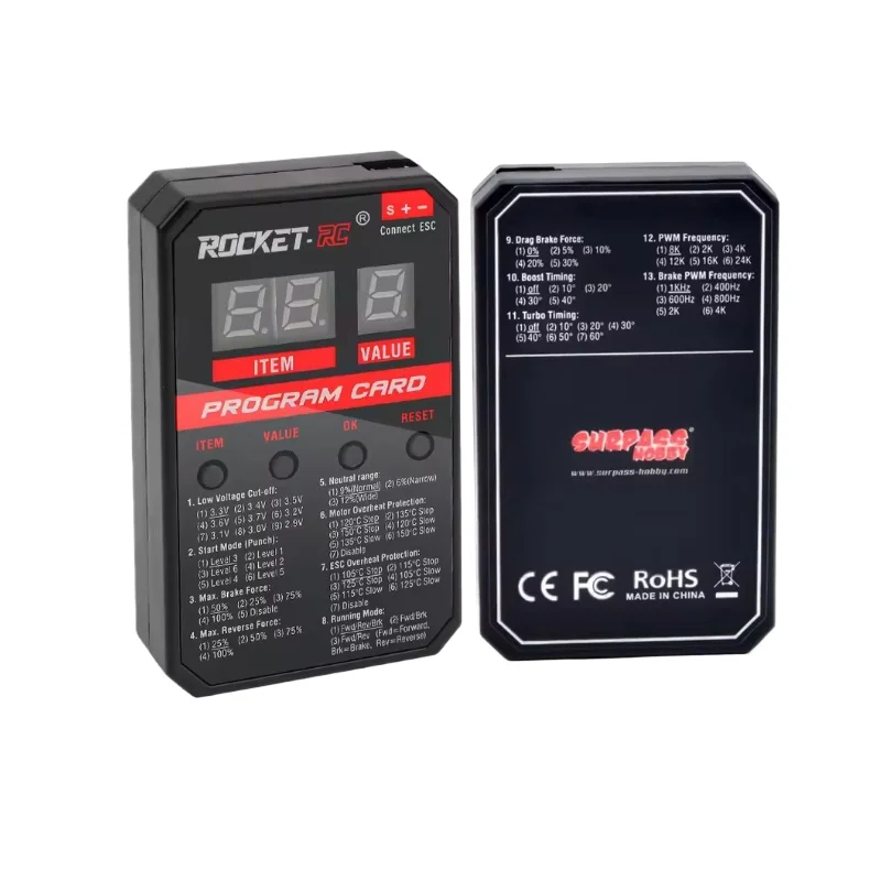 Surpass Hobby ROCKET-Upgraded RC LED Programming Card for Surpass RC Car 45A/60A/80A/120A/150A Brushless ESC