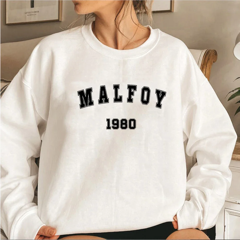 Malfoy 1980 Unisex Crewneck Sweatshirt Malfoy Tops Graphic Hoodies Women Short Sleeve Sweatshirts Streetwear Pullover