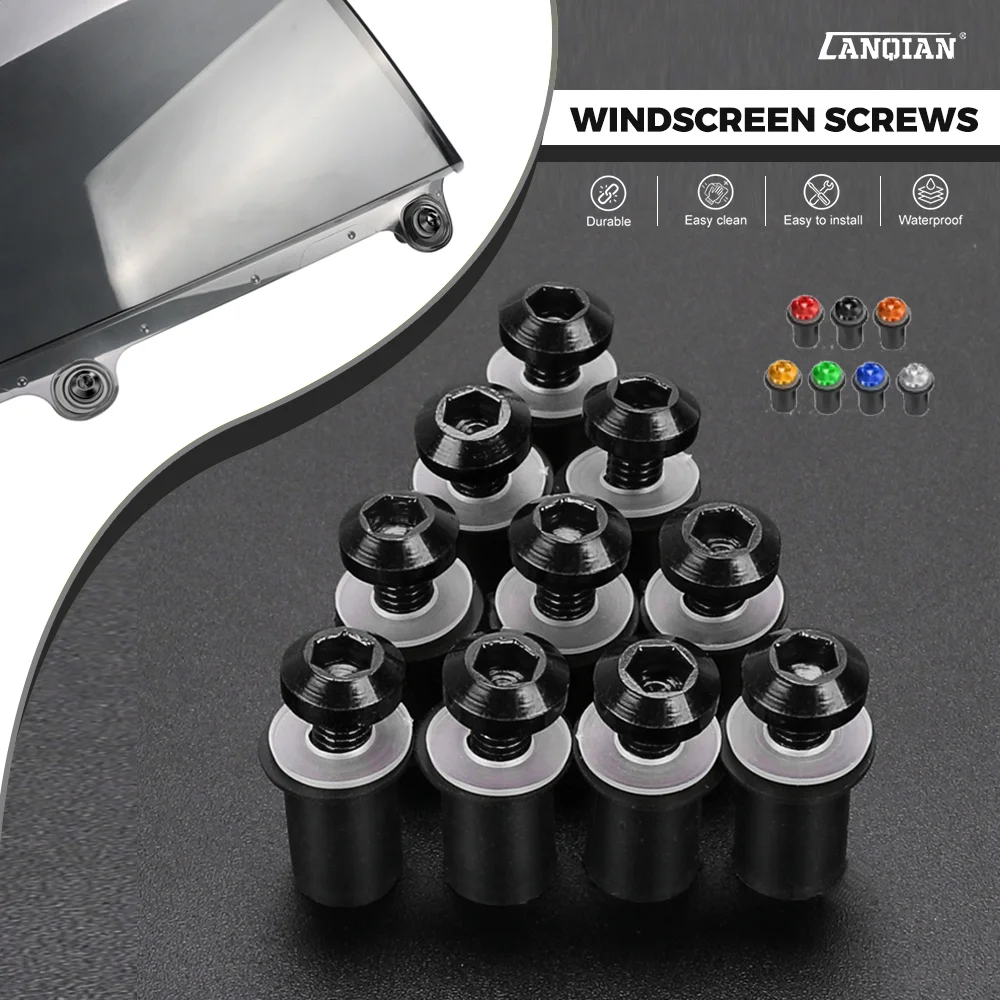 

5MM 10PCS Fairing Bolts Kit For YAMAHA TDM 850 900 TDR250 XT1200Z/ZE XT660Z Super Tenere Windshield Windscreen Screw Rubber Nuts
