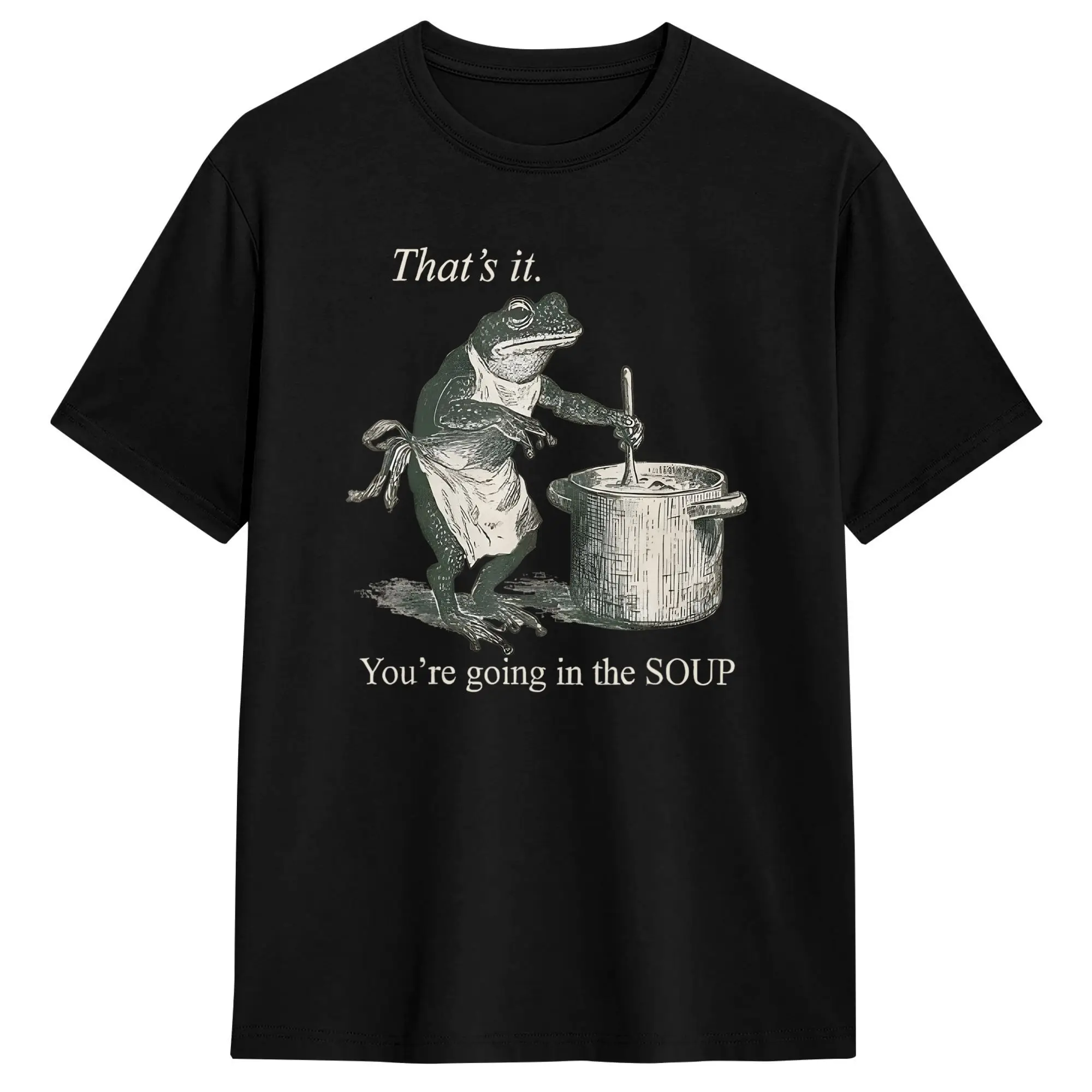 Vintage Frog That‘s It You’re Going in The Soup Funny T Shirt Beach  Harajuku T-Shirts Cotton O-Neck Plus Size Clothes