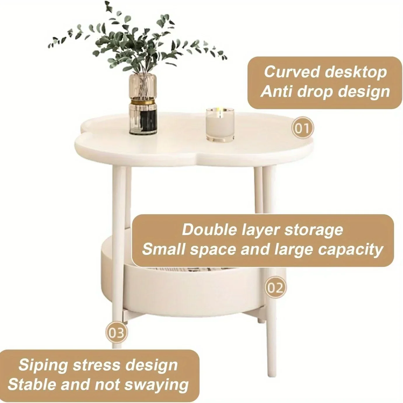 Mesa de centro pequeña de estilo crema, mueble lateral moderno y Simple, doble capa, para salón de café