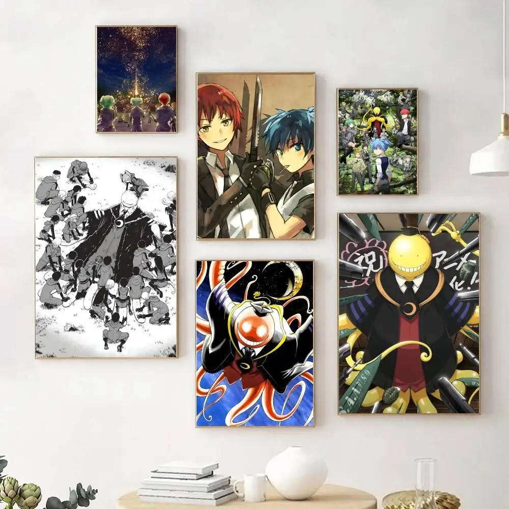 Póster de Manga clásico de Anime A-Assassination para aula, autoadhesivo, resistente al agua, Ideal para decoración de sala de estar, dormitorio y Bar