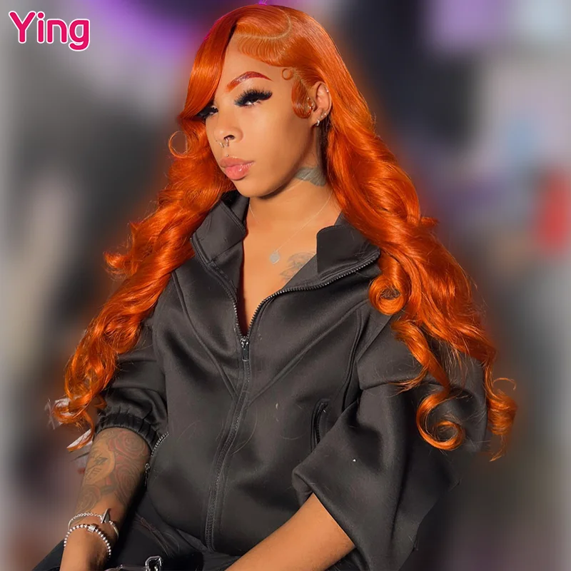 

Ying Peruvian Ginger Orange Body Wave 200% 13x6 Lace Frontal Wig Remy 13x4 Lace Front Wig PrePlucked 4x4 Transparent Lace Wig