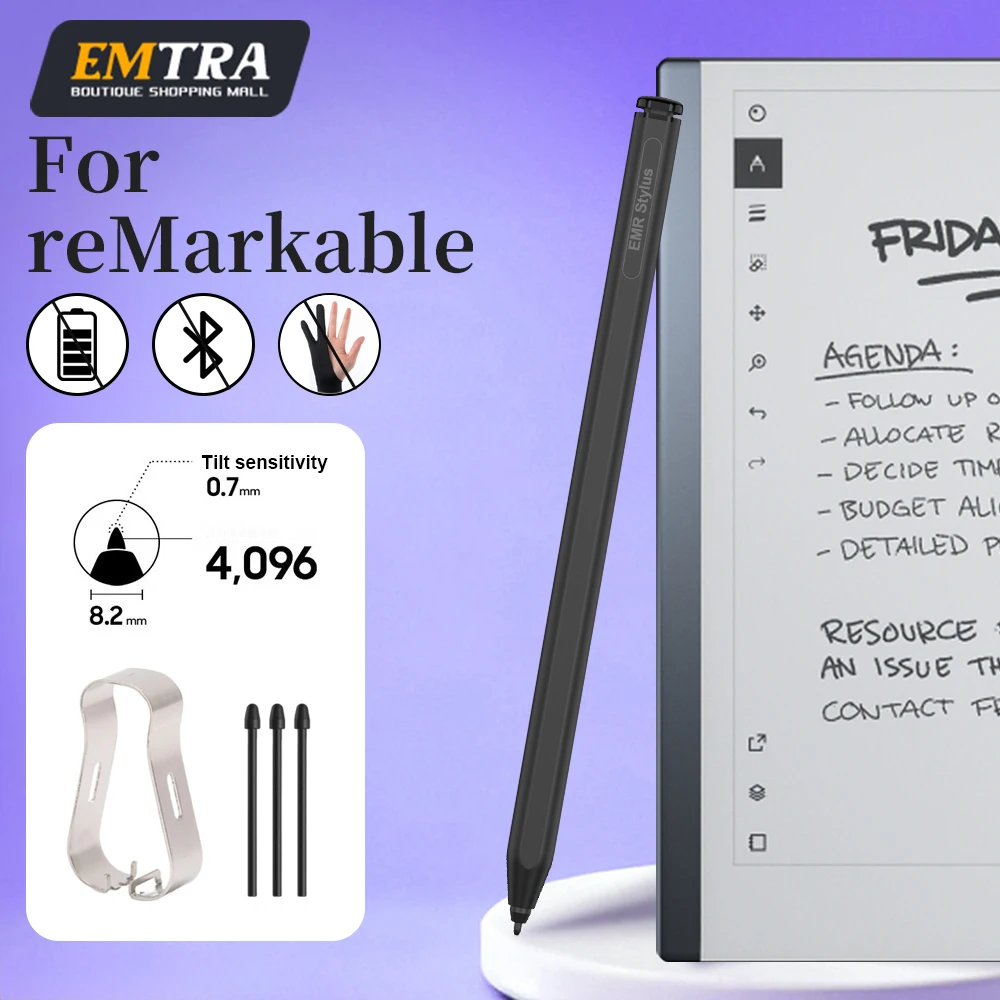 

Стилус EMR с чувствительностью к давлению 4096 уровней для reMarkable 2, с функцией стирания, защитой от случайных касаний ладонью и датчиком наклона, цифровая ручка для бумаги reMarkable