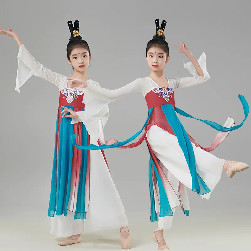 

Girls' classical dance performance costumes, elegant Chinese fan dance gauze clothing, children's Han and Tang martial arts danc