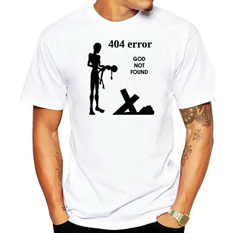 Print GOD 404 NOT FOUND Atheism Religion Atheist T-shirt O-Neck Short Sleeve Summer Casual Tshirt