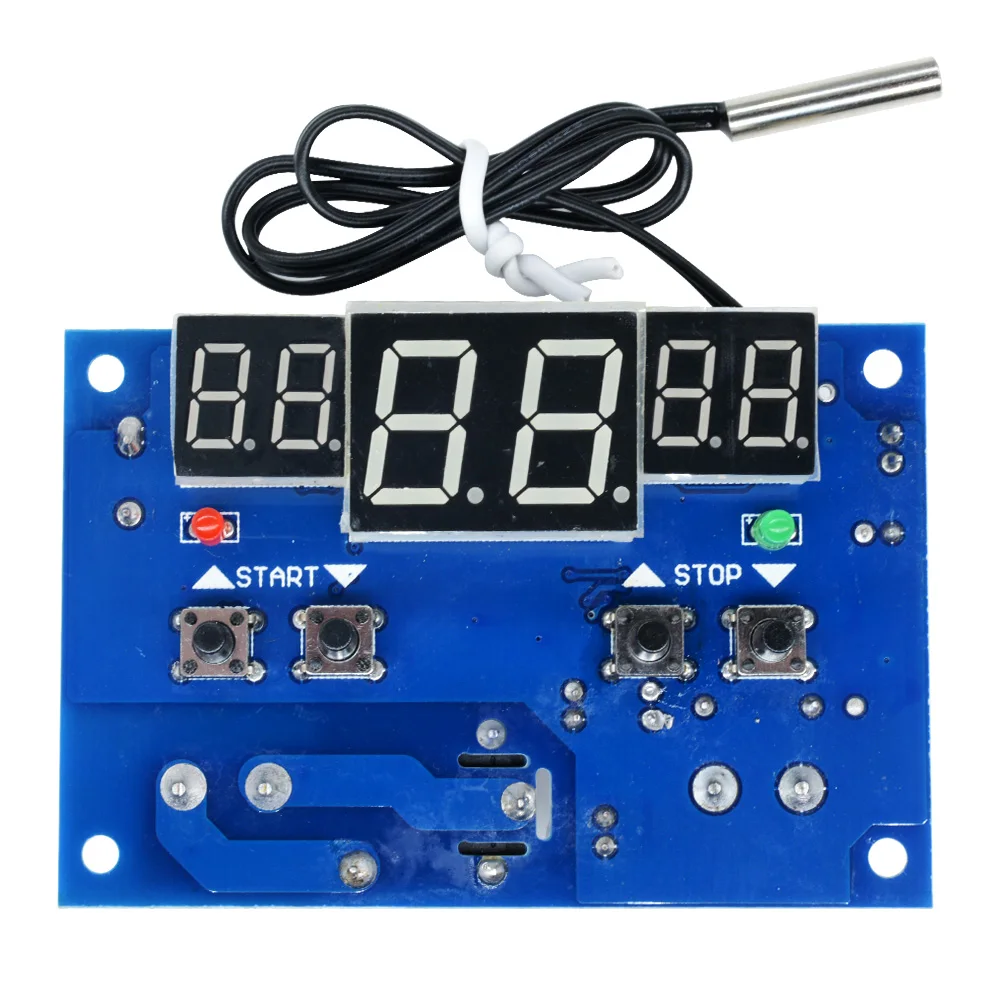 W1401 DC12V digital thermometer thermostat temperature controller with NTC sensor waterproof probe LED display circuit board