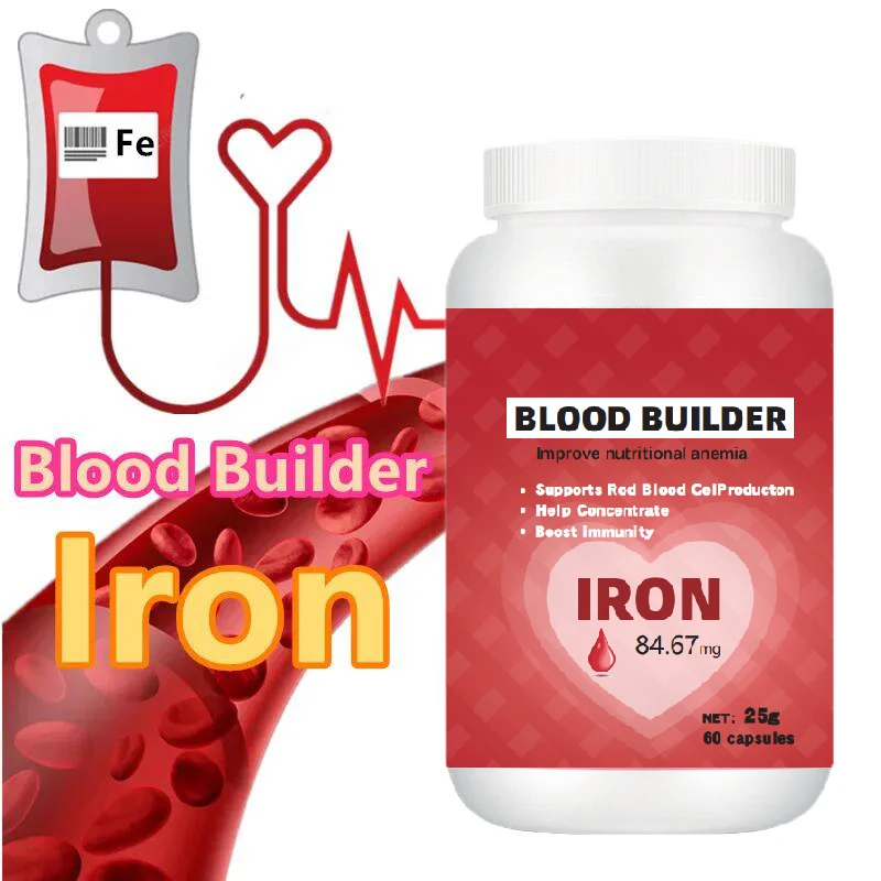 Natural Blood Builder Iron Supplement and Support for Healthy Rbc & Oxygen Levels and Red Blood Cells Production