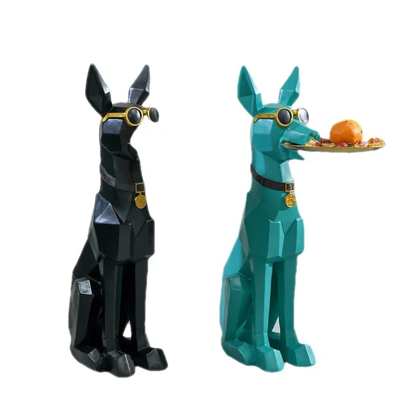 

Modern light luxury, creative, mosaic, Doberman storage floor ornament, home living room