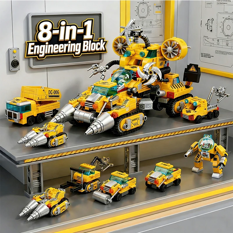 

8 IN 1 Engineering Vehicle Building Blocks Set Armored Vehicle Tank Building Blocks Set DIY Boys Toys Christmas Holiday Gift