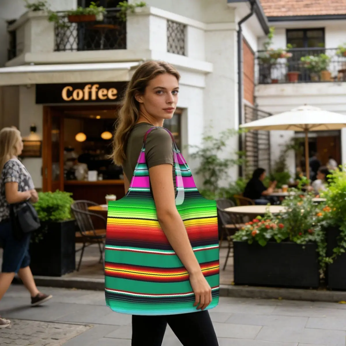 Mexican Indigenous Blanket Shopping Tote Bag Canvas Large Capacity Shoulder Bags Shopper Grocery Handbag for Women - view 6