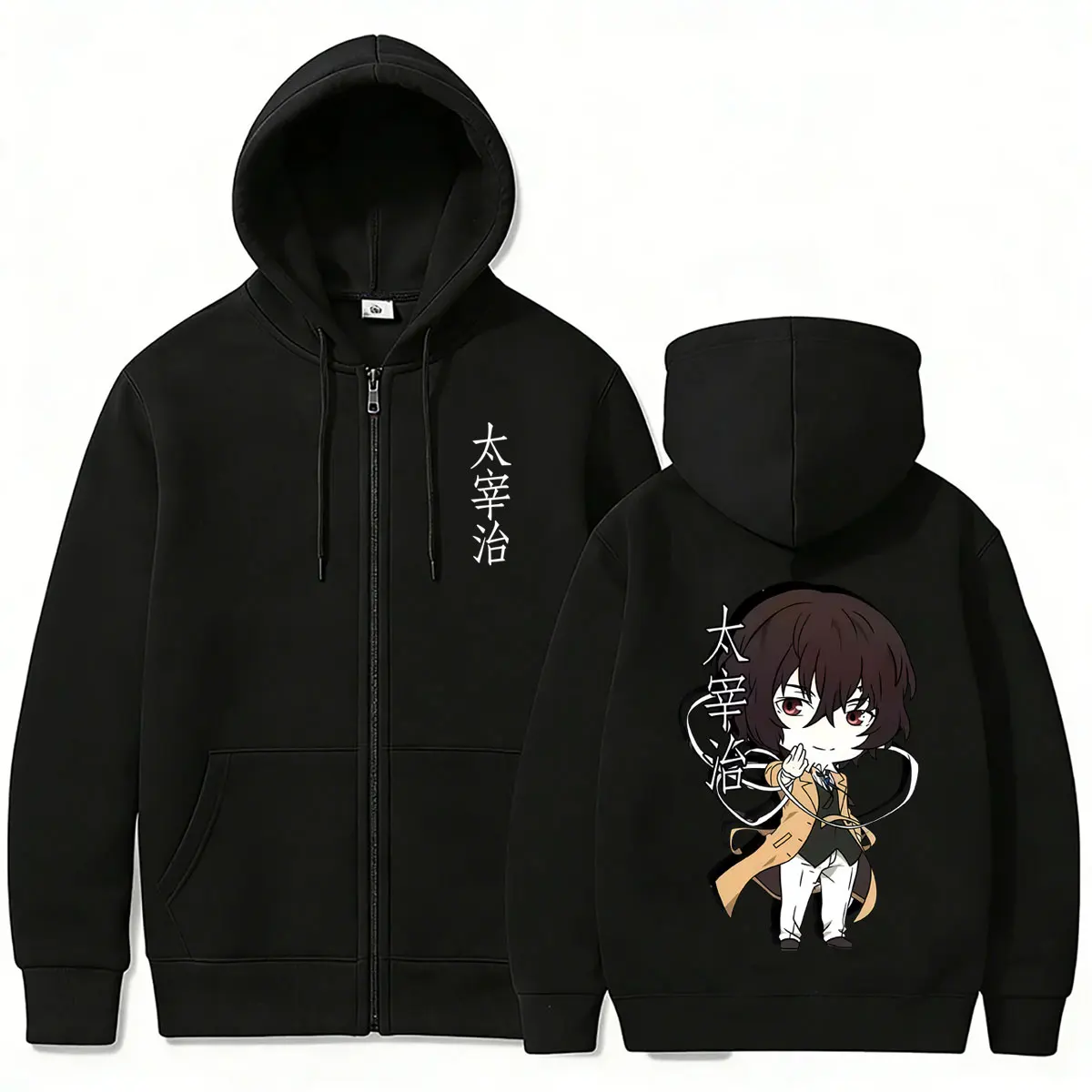 Anime Bungo Stray Dogs Dazai Osamu Graphic Zipper Hoodie Men Women Casual Zip Up Jacket Men Women Fashion Vintage Streetwear Tee