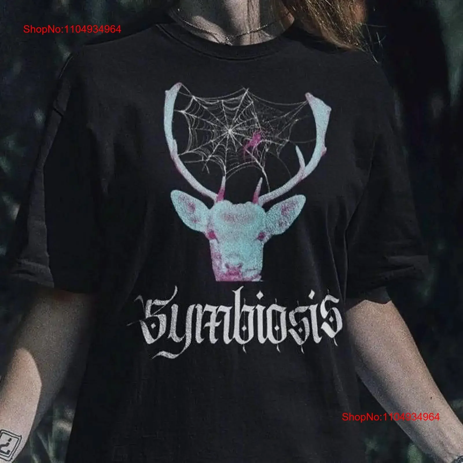 

Футболка с симвобиозом, паутина, рога оленя для природы, пастельная готическая одежда, уникальная тепловая карта, цвет эколога, винтажная стираная одежда