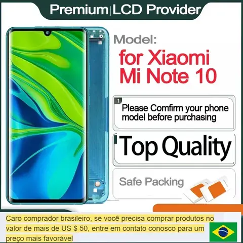 Original all functions LCD Replacement for Xiaomi Note 10, Display Screen, M1910F4G, Note 10 Pro, M1910F4S, CC9 Pro, M1910F4E,