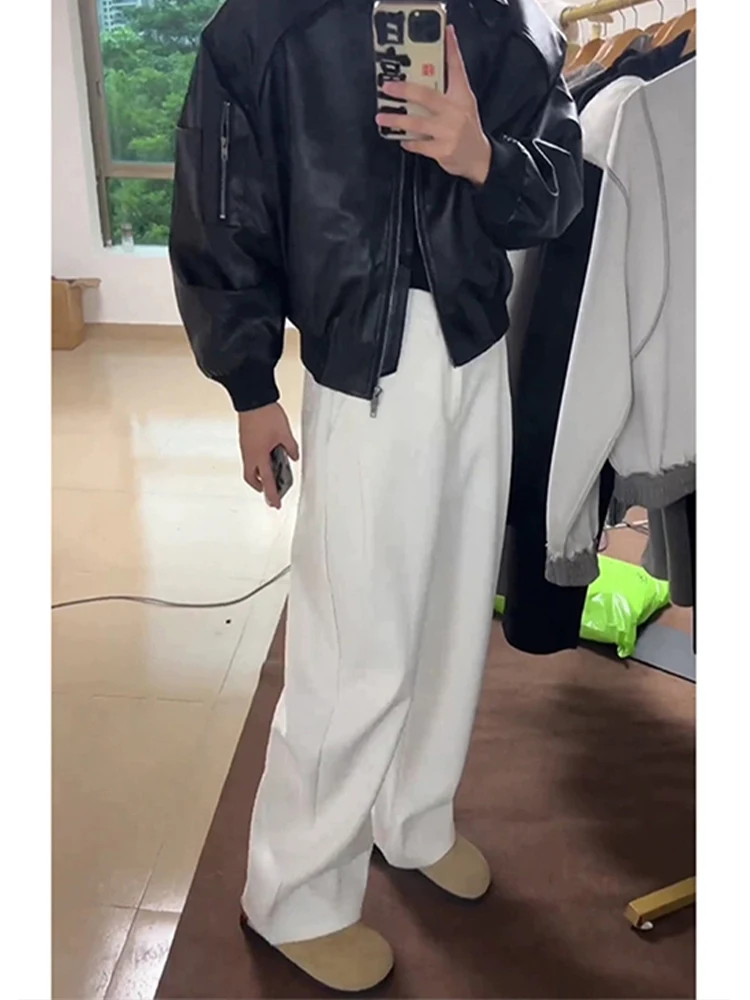 

Cleanfit White Knife Men's Trousers Spring Autumn High End Drapey Suit Pants Straight Leg Micro Flare Long Trousers