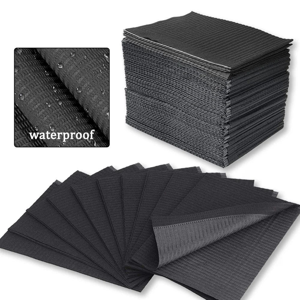 

125/50/25PCS Disposable Black Tattoo Clean Pad - Tattoo Bib Table Covers Dental Patient Napkins Supplies