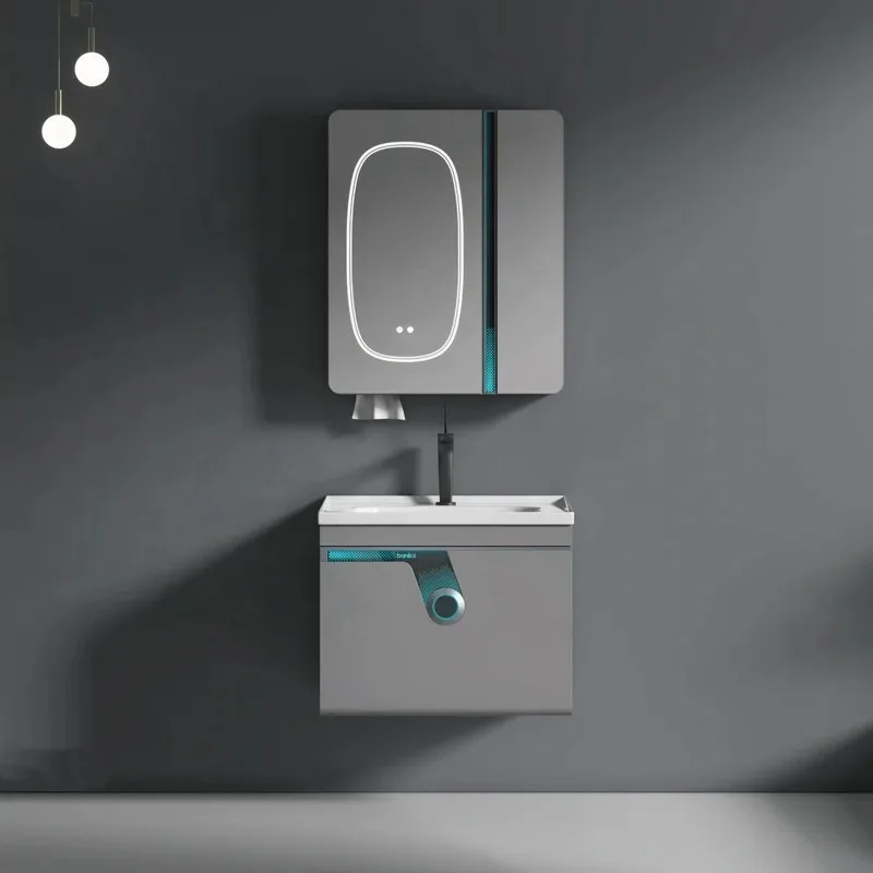 

2025 Modern Wall Mounted Vanity Bathroom Single Sink Black and White 36 Mirror Washbasin Cabinet