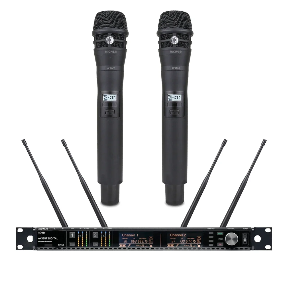 MICWL – système de Microphone karaoké KSM8 200 canaux UHF sans fil, 2 microphones ULX à main