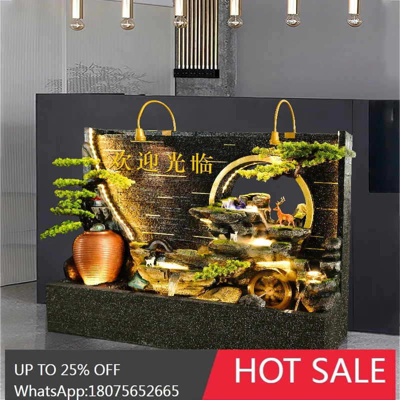 

HLZ Large Water Curtain Wall Flowing Water Screen Hotel Fish Pond Fountain Courtyard Outdoor Rockery Flowing Water Wall