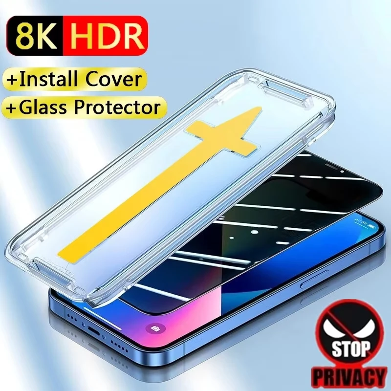 Protecteurs d'écran HD d'installation en un clic, verre du Guatemala, couverture complète, iPhone 15, 16, 13, 12, 11, 14 Pro Max, Mini X, XS, Poly 7, 8 Plus