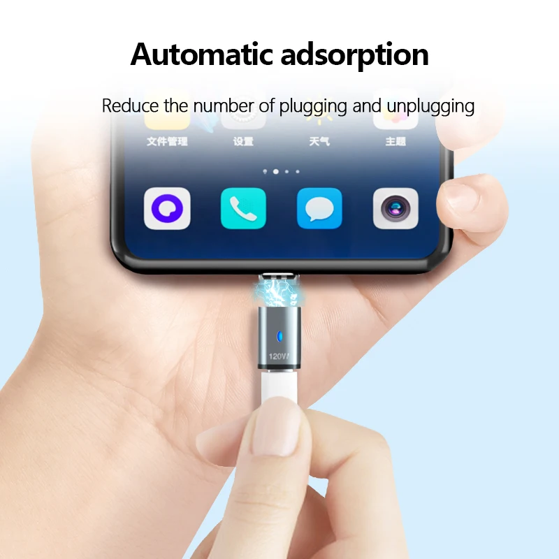 Magnetic USB C Adapter 120W Fast Charging 480Mbs Magnet Converter for iPad MacBook Pro Surface 7 HUAWEI MI OPPO Switch Connector