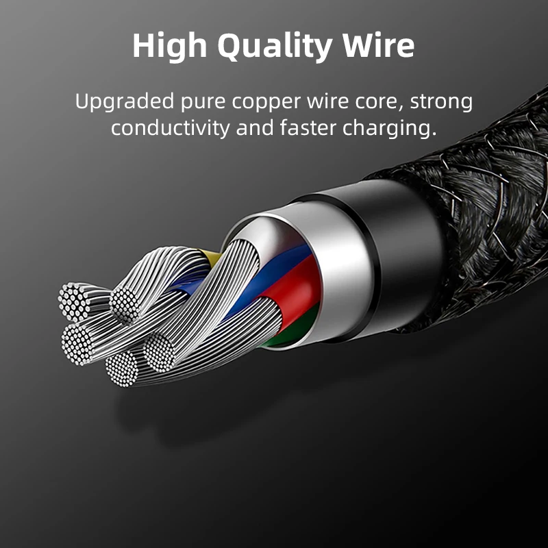 PD 100 واط كابل شحن سريع USB نوع C إلى C شاحن سريع الحبل جديلة السلكية آيفون الهواء 17 16 برو ماكس سامسونج غالاكسي S25 S24