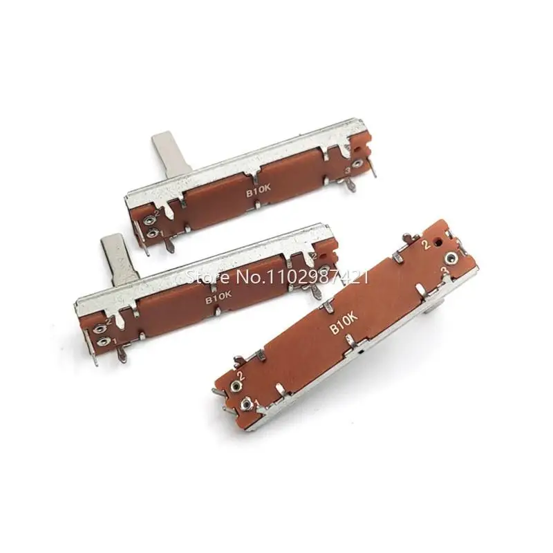 2 Pieces SC3021N Single 45MM Sliding Potentiometer B10K Mixer Fader Straight Slide 3Pin Handle Length 15MM