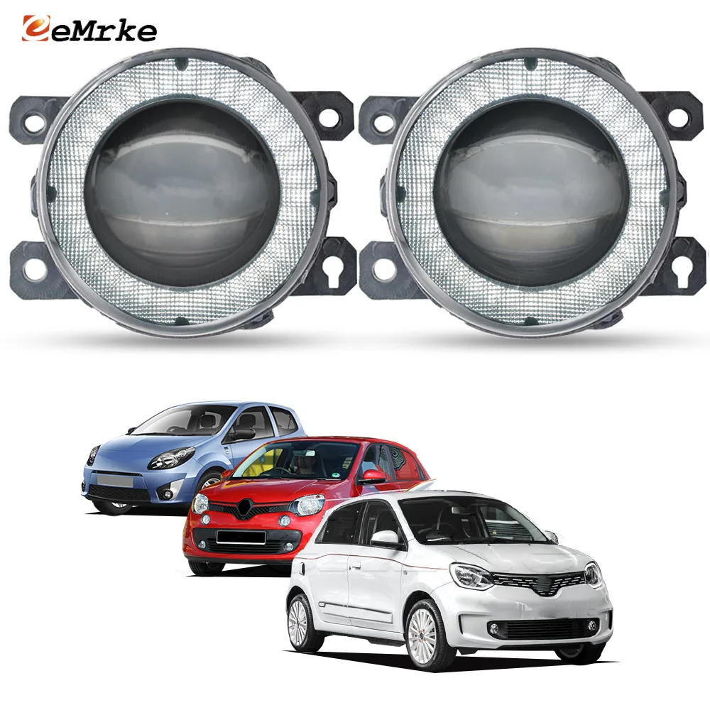 LED Car Fog Lights with Glass Lens for Renault Twingo II CN0_2008 2009 2010 2011 Twingo 3 BCM_ 2014-2023 Angel Eyes DRL PTF