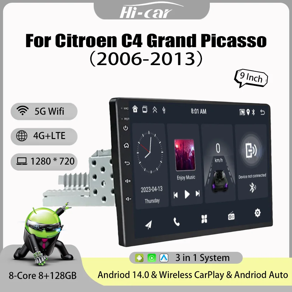 

Android14 2Din Wifi + 4G Car Radio For Citroen C4 Grand Picasso 2006-2013 Multimidia Video Player Stereo Wireless CarPlay